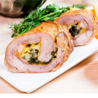 Филе птицы фаршированное ветчиной с сыром и чернос